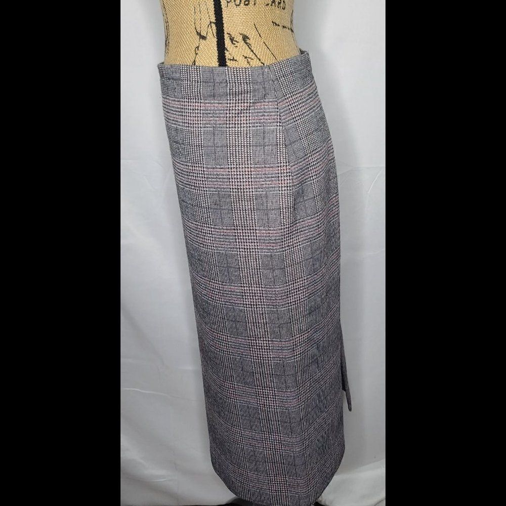 Vintage 70's Koko Knits of California Black Red Plaid Midi Skirt - Picture 3 of 9